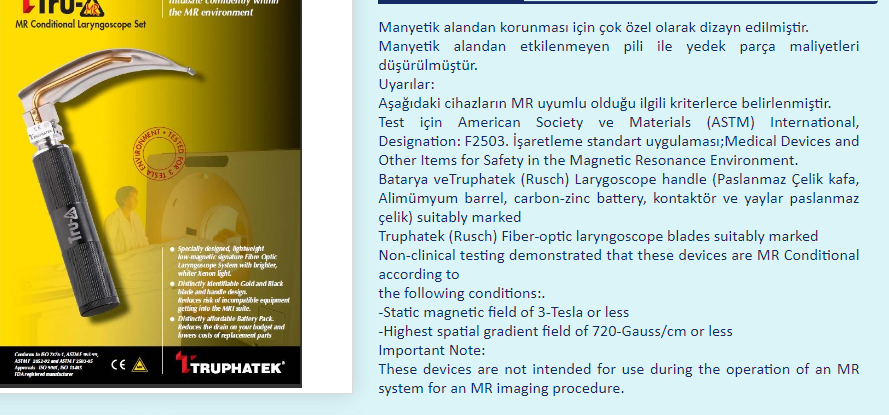 MR Uyumlu Laringaskop